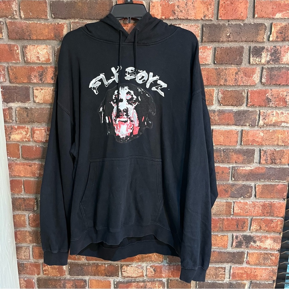 Fly Boys mens dog hoodie sweatshirt streetwear black XL